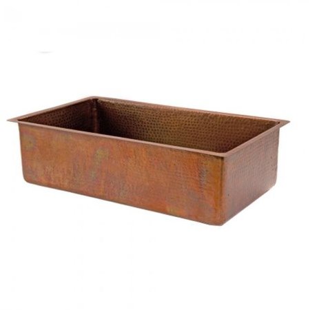 PREMIER COPPER PRODUCTS Premier Copper Products KSB33199 33 in. Antique Hammered Copper Kitchen Single Basin Sink KSB33199